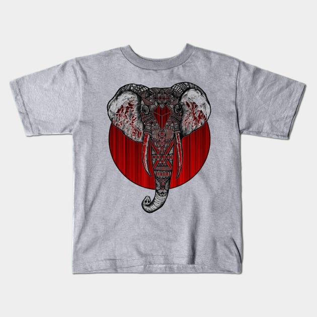 Red Stripes Elephant Kids T-Shirt by StylishTayla